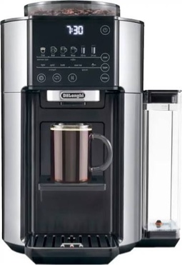 De'Longhi True Brew Drip Coffee Maker, Built in Grinder, Single Serve, 8 oz to 24 oz, Hot or Iced Coffee, Stainless, CAM51025MB. Gently used, functions perfectly.