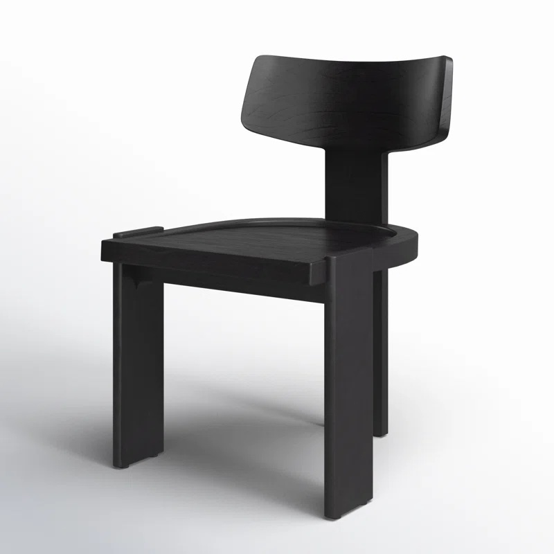 Dovetail Furniture Arteaga Mindi Wood 3 Leg Dining Chair in Black, Chipping to interior top of leg, remains sturdy no further cosmetic damage. 21.35” W x 22.83” D x 32” H