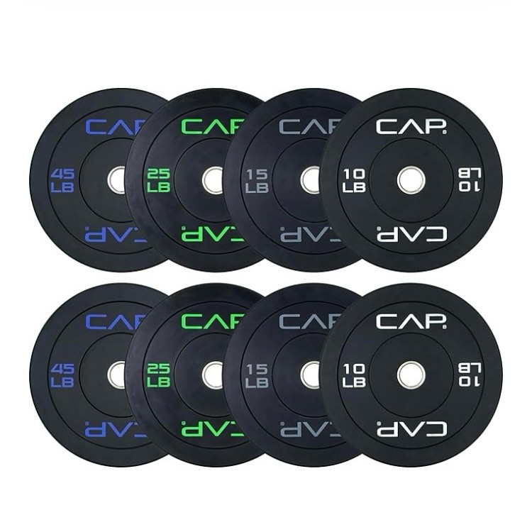 CAP Barbell Rubber Olympic Bumper Plates, 2x 10Lb, 15Lb, 25Lb, 45Lb Weight Plates, 190Lbs Total