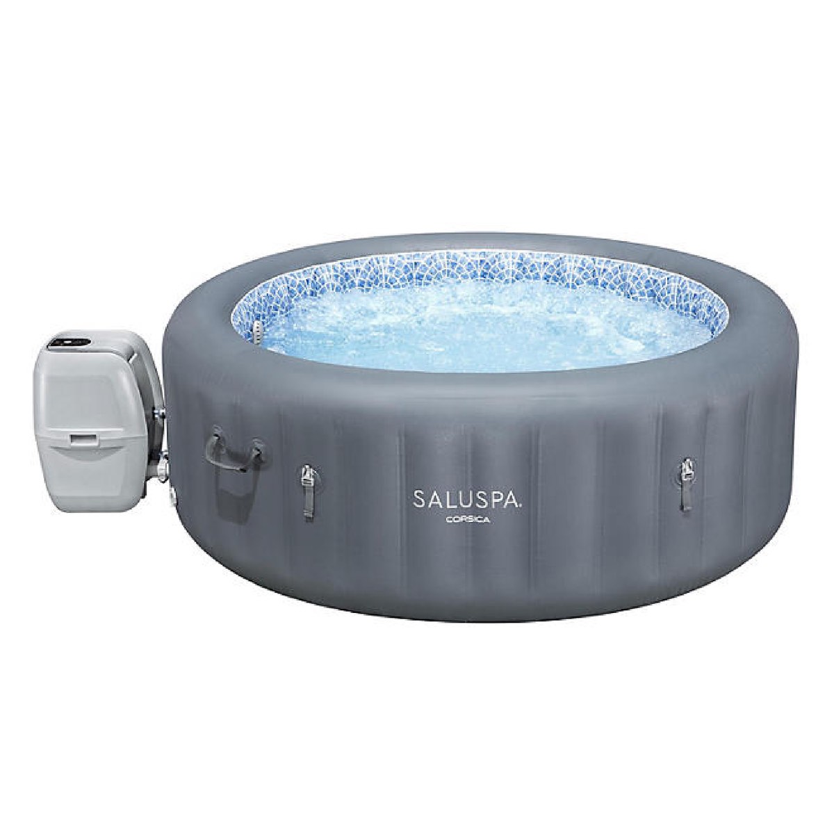 SaluSpa Corsica Energy-Saving Smart AirJet Inflatable Hot Tub, 77" x 28", Gray - (As is because it has been used, hot tub may leak, and may be missing some hardware)