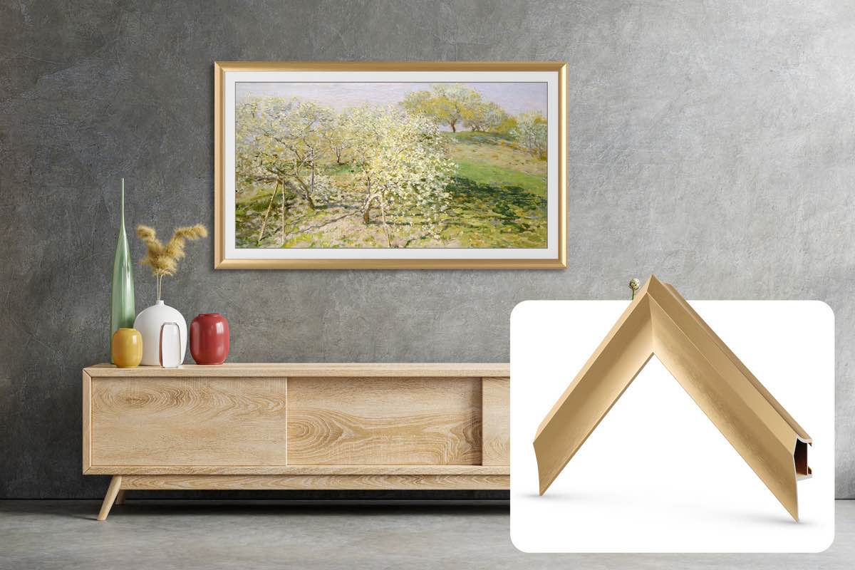 Alloy Prismatic 65” Frame for 2021-2025 Samsung The Frame TV’s in Bezeled Pale Gold - For 2021-2025 Samsung The Frame TV’s Only.