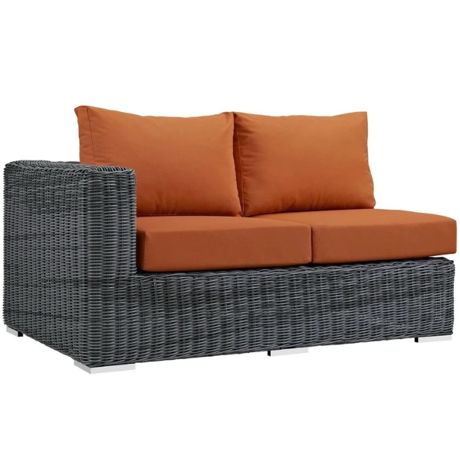 Modway Cushioned Outdoor Wicker Loveseat with Weather-Resistant Cushions and Sturdy Frame - Tuscan