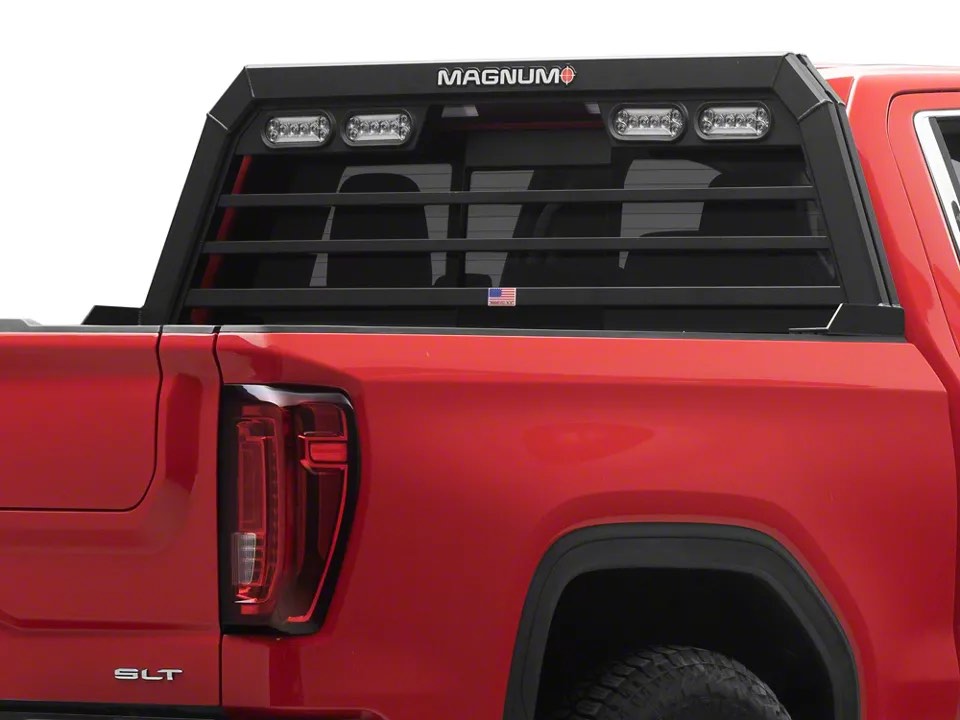 Magnum Low Pro Headache Rack with Lights; Matte Black (19-26 Sierra 1500)
