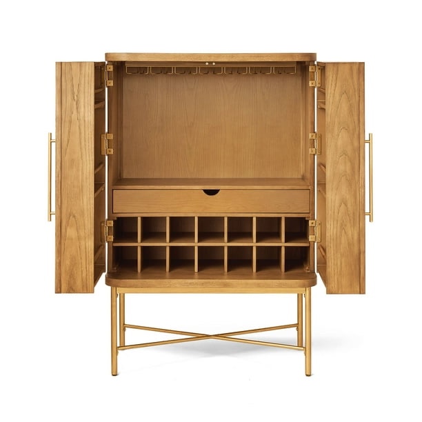 Moberly Bar Cabinet with Wine Rack Storage - (Good condition because of minor scrapes and scuffs on inside, and a small nick on top inside of right door)