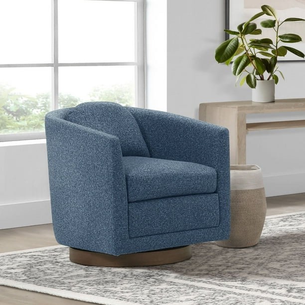 Details by Becki Owens Isla Upholstered Swivel Chairs - Set of 2 Chairs - 29.1''L x 31.1''W x 29.9''H - (fabric and bases are lighter than the stock pictures show, see lot photos)