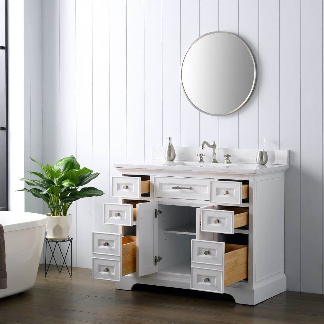 Condition photo showing New/Like New for Currahee 42" Single Bathroom Vanity Set, With Marble Countertop and Backsplash, 34'' H X 42'' W X 22'' D