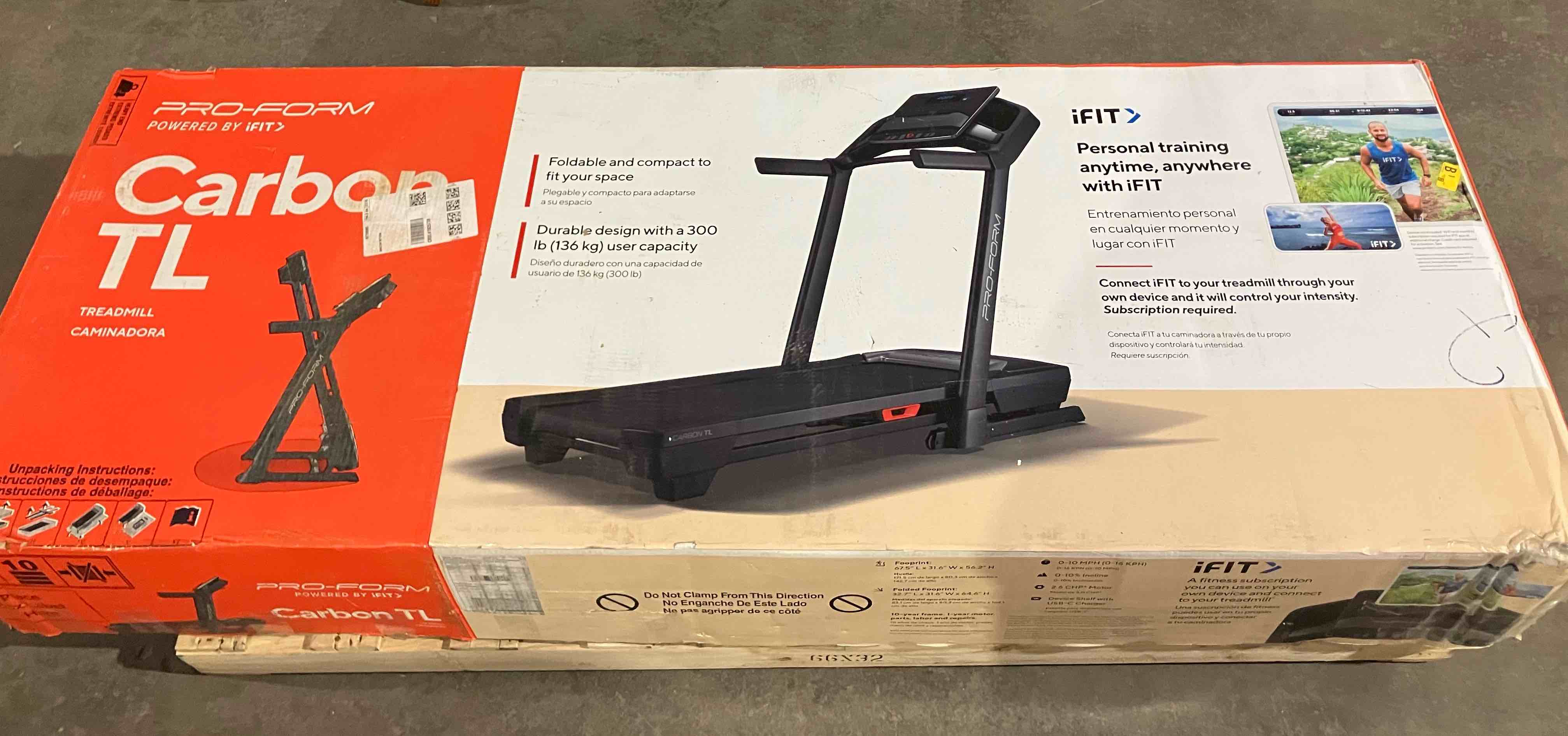 Condition photo showing New/Like New for Proform Carbon TL Treadmill for Walking and Running with Built-in Fan and SpaceSaver Design - Black