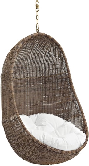 Condition photo showing New/Like New for Modway Bean Outdoor Patio Swing Chair, Coffee White Cushion, Chain Include