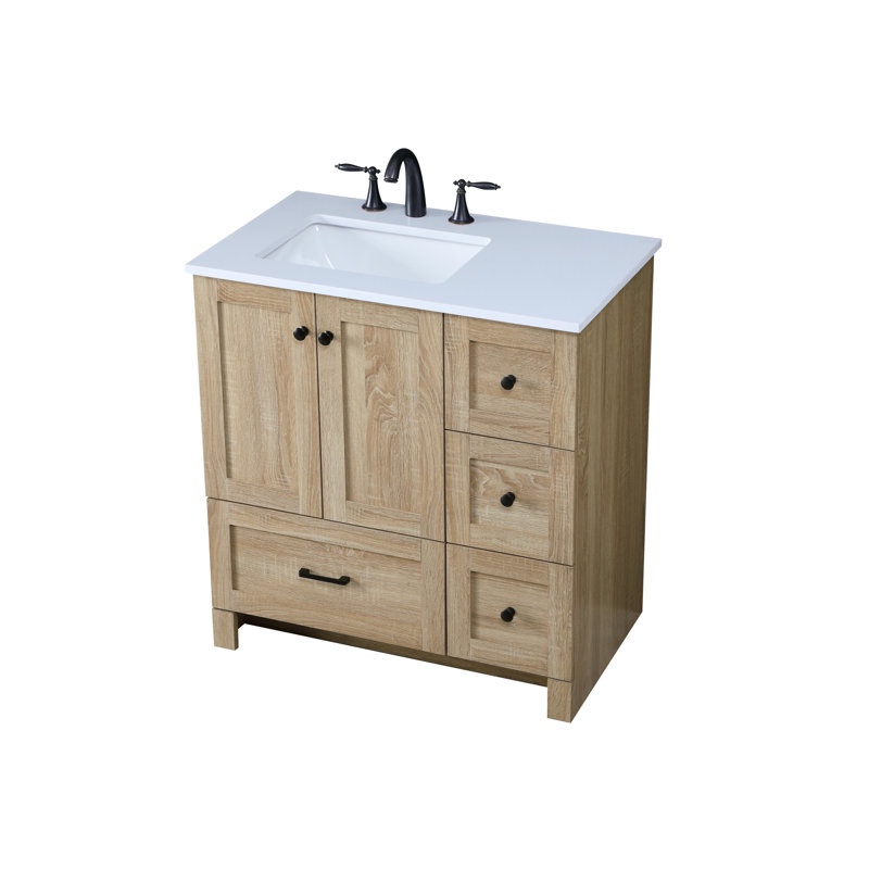 Soma 32'' Single Bathroom Vanity with Engineered Marble Top - (Good condition because of small chip in front left corner of vanity top, pictured)