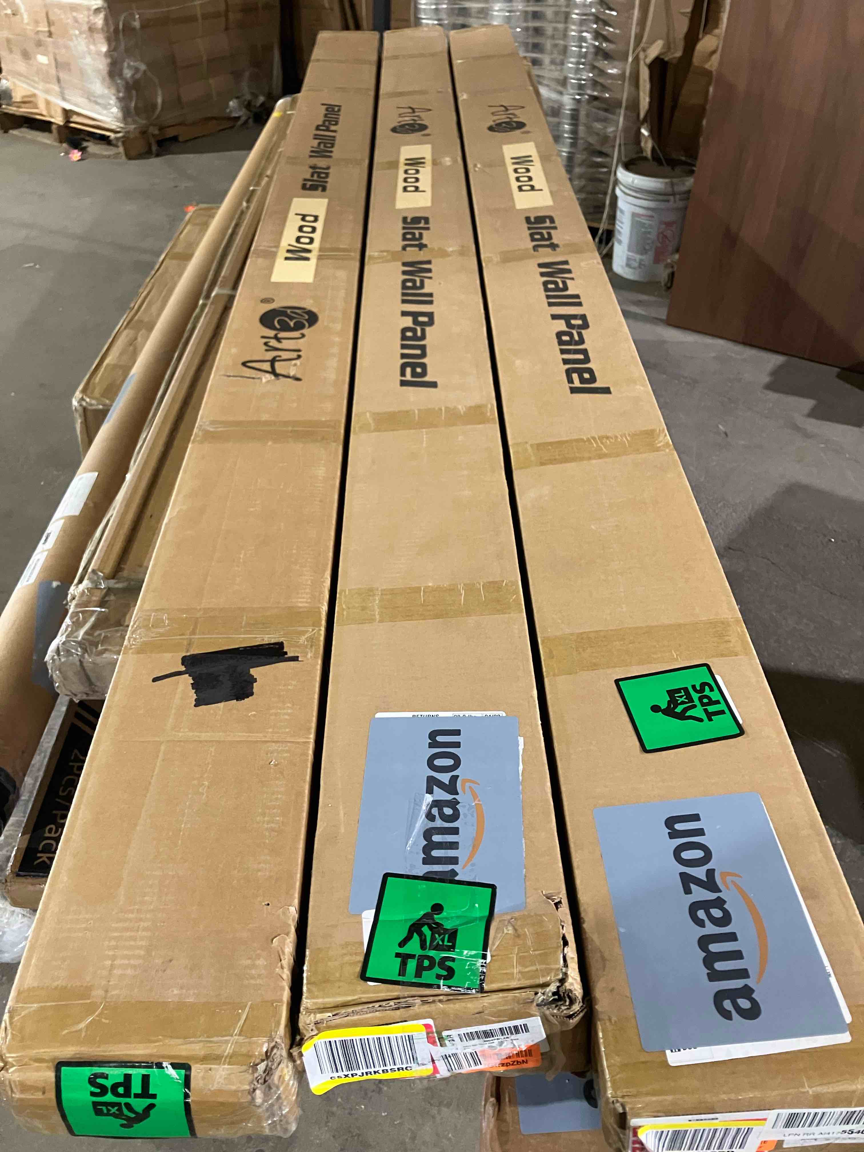Condition photo showing New/Like New for Art3d Slat Wood Wall Paneling for Interior and Ceiling Decoration - Pack of 4pcs + 1pc End-Trim, Size 108 x 5.7in.- Black