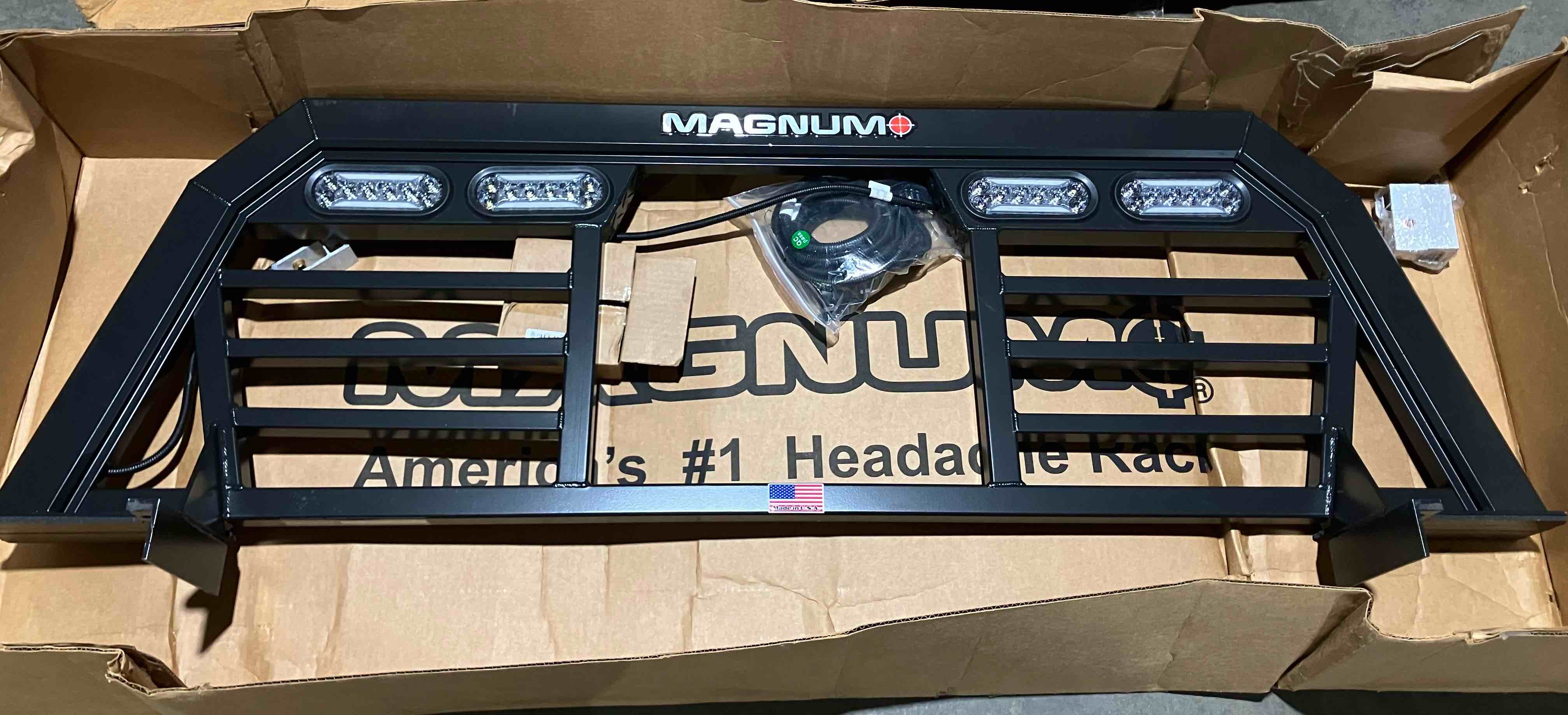 Condition photo showing New/Like New for Magnum Low Pro Lighted Headache Rack with Window Cut Out | Fits 2009 to 2024 RAM 1500 Classic & 2009 to 2024 Ram 2500/3500 Heavy Duty | NO RAM Boxes | Easy Install
