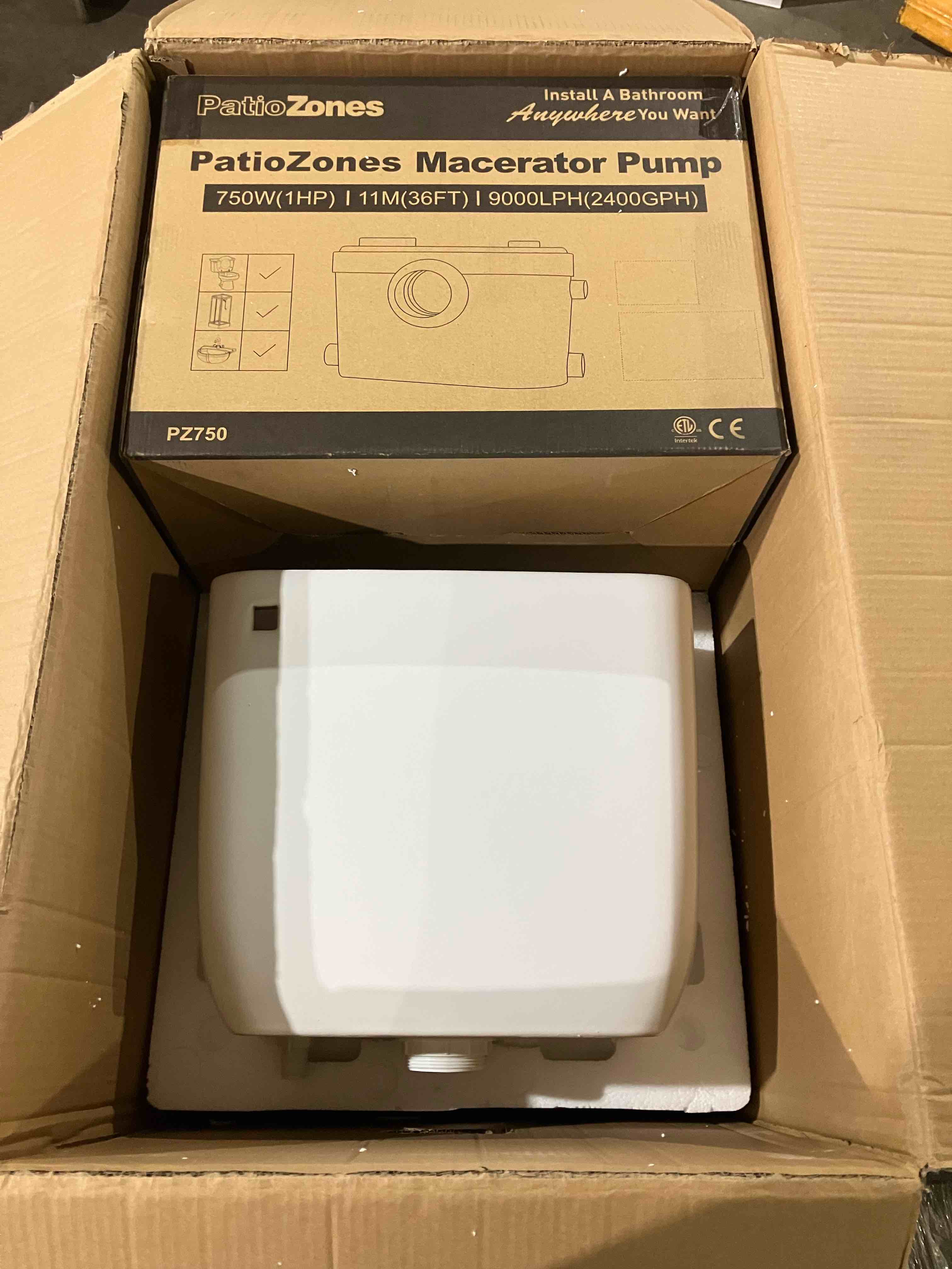 Condition photo showing New/Like New for 750PRO Macerating Toilet, Advanced Macerator Pump - Durable Copper Motor, Anti-clog Stainless Housing, 36ft Head Lift Upflush Toilet System for Basin/Shower/Laundry Sewer Water