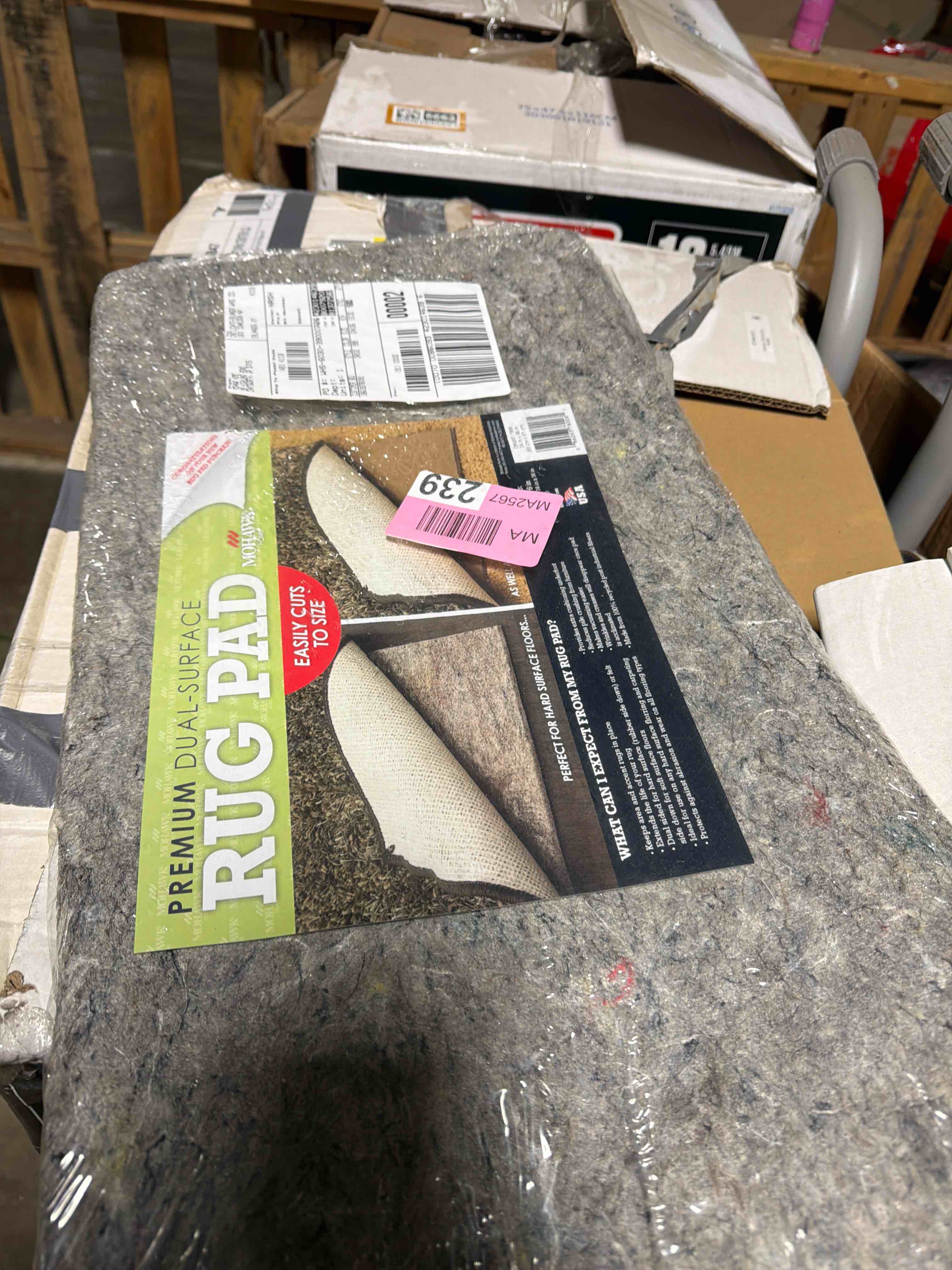 Condition photo showing New/Like New for mohawk home supreme dual-surface 1/4 in. rug pad, grey, 2x3 ft