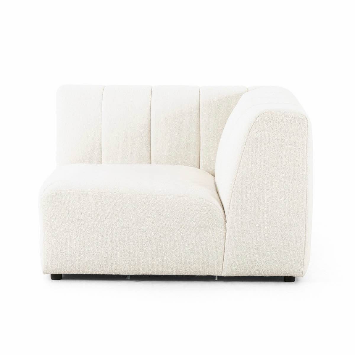 Off White Linen Line Tufted Corner Chair with Accent Pillow