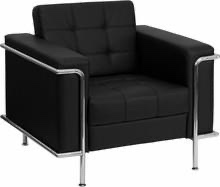 flash furniture hercules lesley series contemporary black leather chair with a stainless steel encasing frame