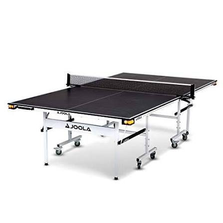 joola rally tl professional mdf indoor ping pong table w/quick clamp table tennis net & post set. left half of table has some scrapes, all accessories are included and in brand new condition, right half of table in brand new condition.