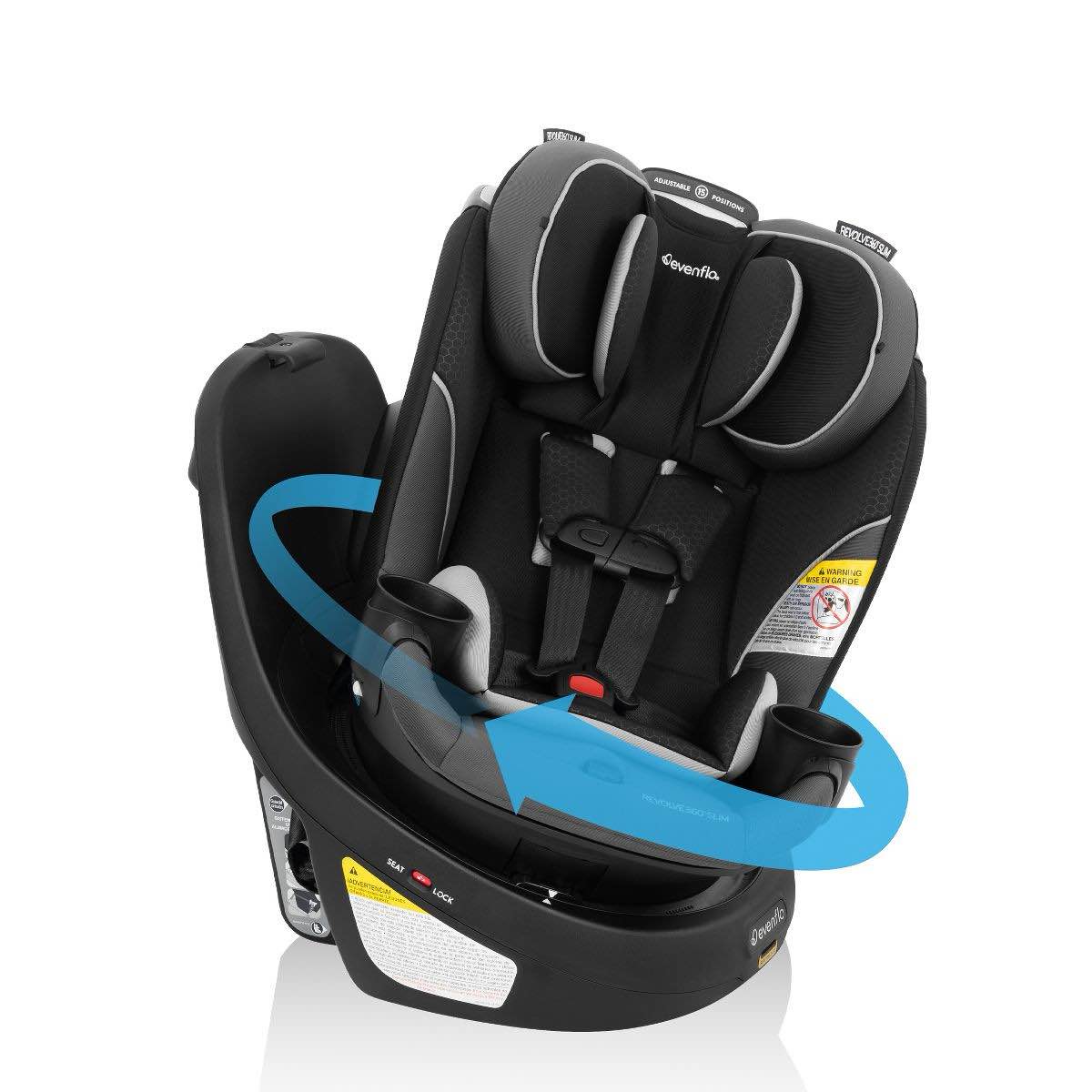 Condition photo showing New/Like New for evenflo revolve 360 slim 2-in-1 rotational convertible car seat - canton black