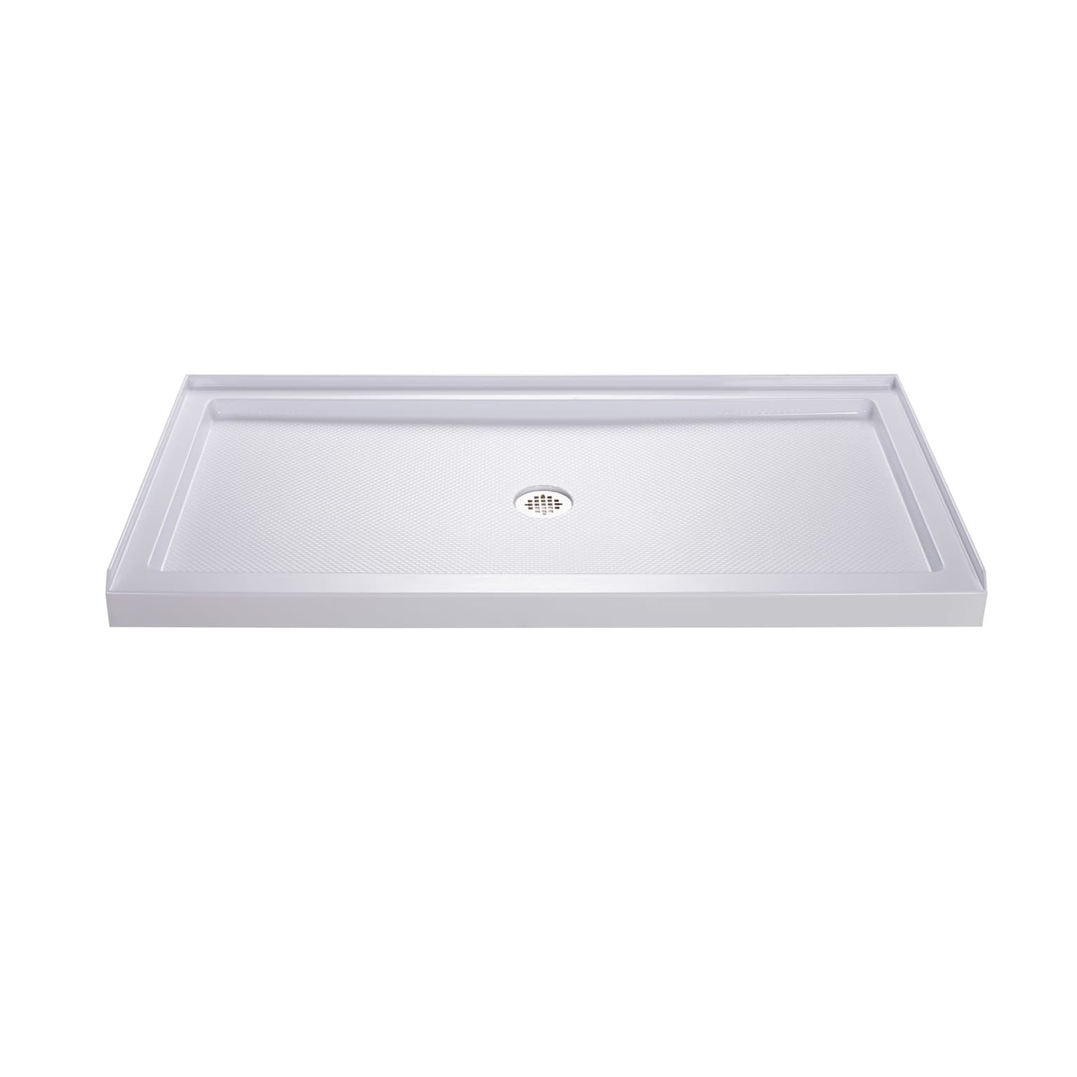 36 inch D x 54 inch W x 2 3/4 inch H Center Drain Single Threshold Shower Base in White