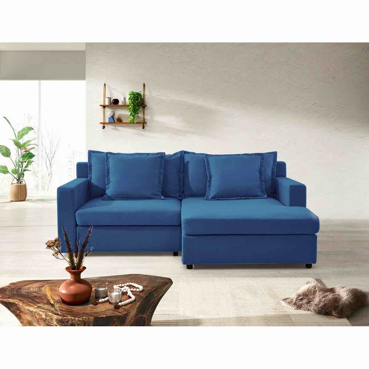 84.6" L-Shaped 2-Piece Linen Sofa and Chaise Sectional (Row 19)