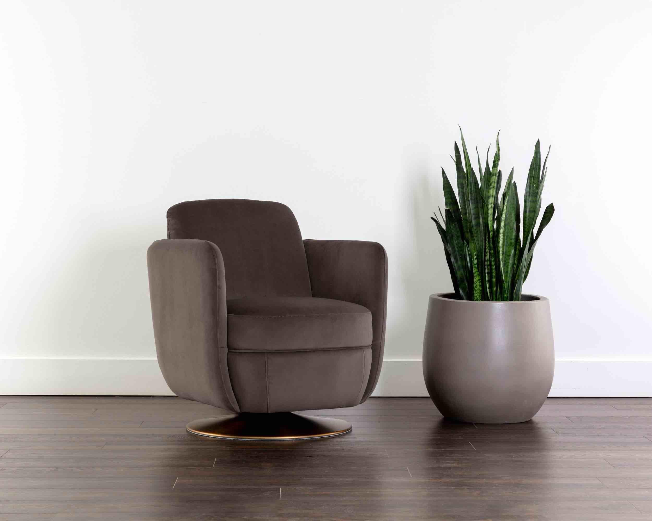 Gilley Swivel Lounge Chair in Ash 28.50W x 30.00D x 32.50H in