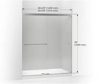 60” x 20” glass sliding shower door (Box 1 of 3 Only)