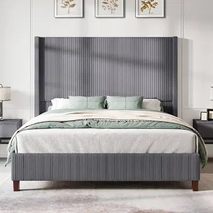 Dunwoody Upholstered Wingback Platform Bed 