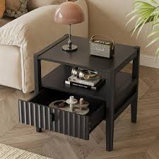 Modern Nightstand Bedroom Storage Cabinet End Table with Open Compartments and 2 Drawers suitable for Bedroom,Living room and Office
