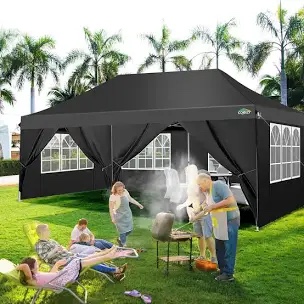 10'x20' Pop Up Canopy Tent with 6 Removable Sidewalls, Instant Outdoor Canopy