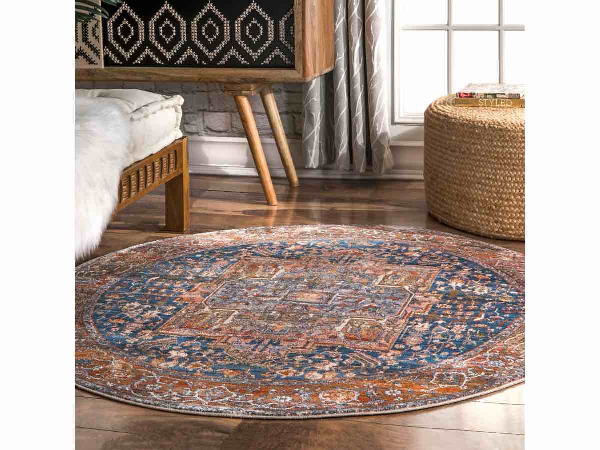 Nuloom Harriet Vintage Medallion Fringe Area Rug 5’3” Round