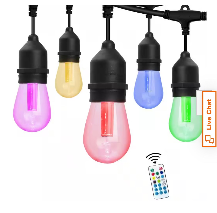 24 Bulbs 48 ft. Indoor/Outdoor Plug-in Color Changing LED Edison String-Light