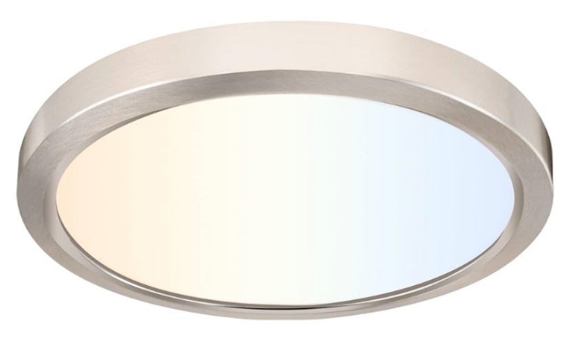 773610 9 in.Round 17-Watt 3000K LED Flush Mount Light, 1400 Lumens, Nickel