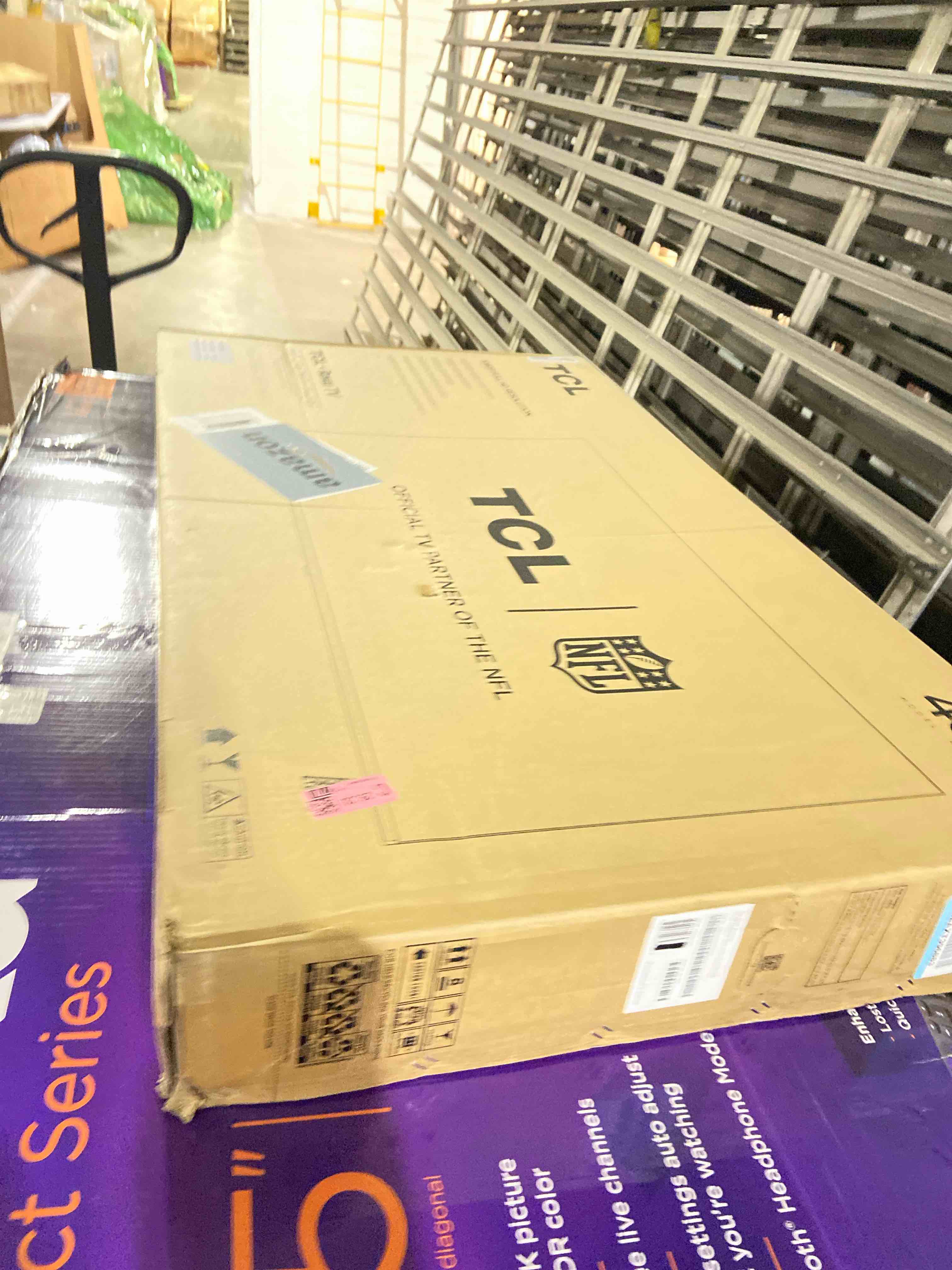 Condition photo showing As Is for TCL 40-Inch Class S3 1080p LED Smart TV with Fire TV (40S350F, 2023 Model), Alexa Built-in, Apple AirPlay Compatibility, Streaming FHD Television,Black 40 inches screen is broken 