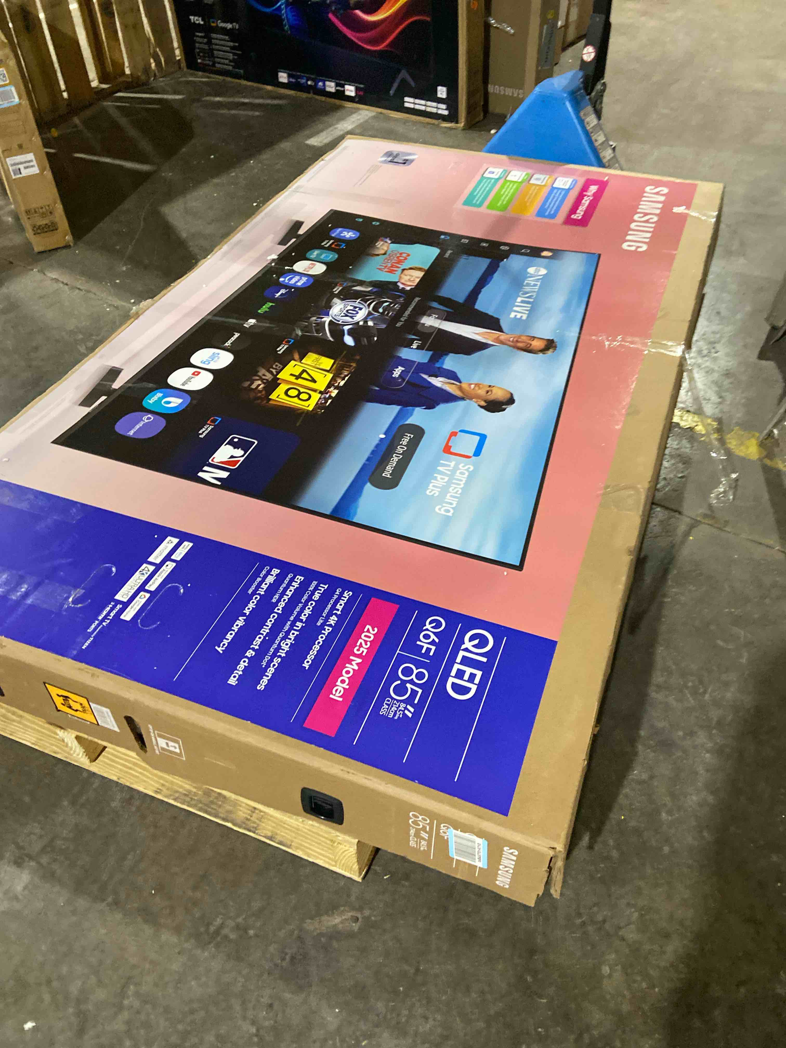 Condition photo showing As Is for SAMSUNG 85-Inch Class QLED Q6F Series Samsung Vision AI Smart TV (2025 Model, 85Q6F) Q4 Lite Processor, Quantum HDR, Motion Xcelerator 60Hz, Color Booster, 4K Upscaling, Compatible with Alexa. screen is broken