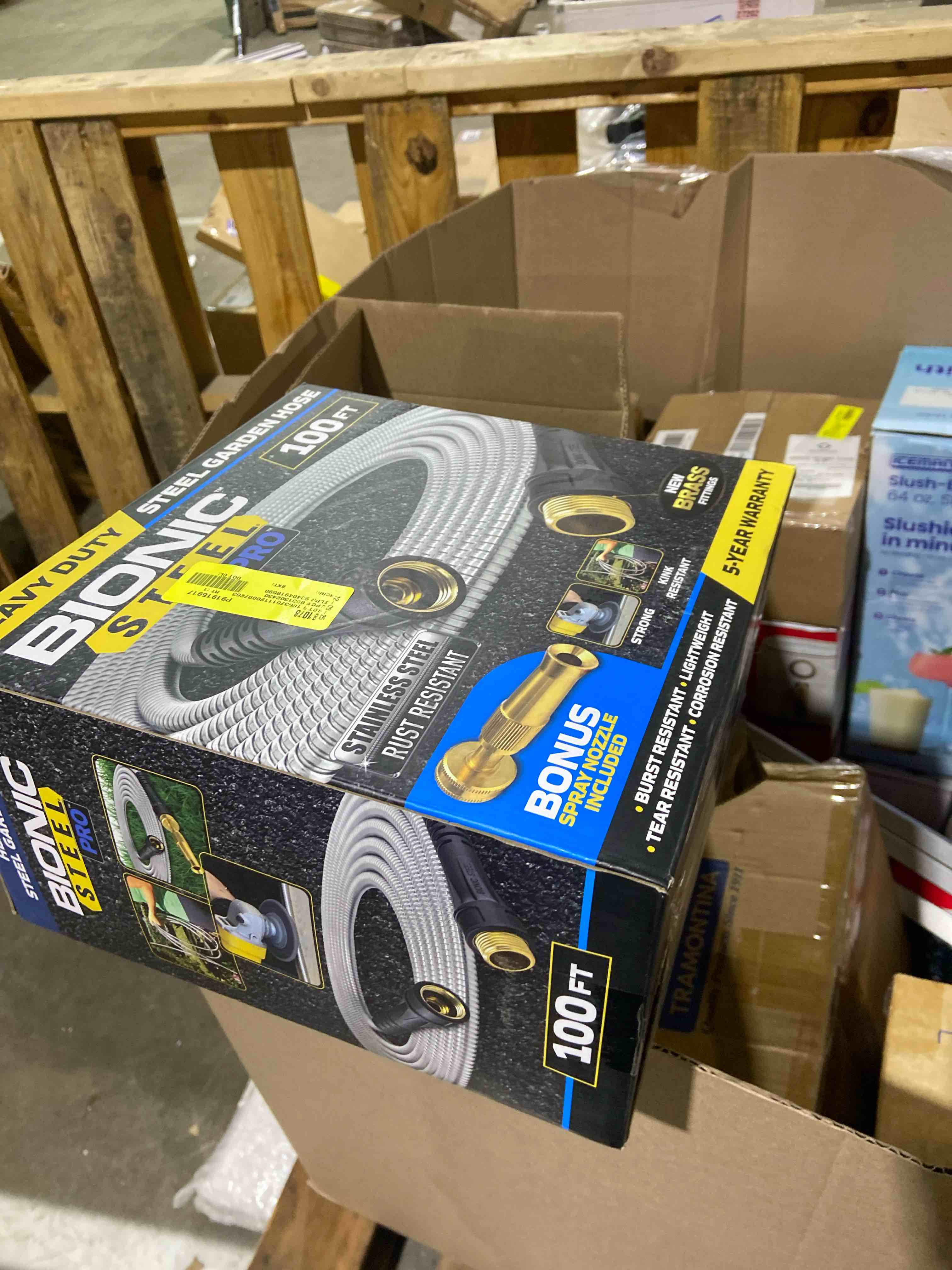 Condition photo showing New/Like New for Bionic Steel PRO 100 Ft Garden Hose with Nozzle, Premium 304 Stainless Steel Metal Water Hose 100Ft Flexible Hose, Rust Proof, Lightweight, Heavy Duty, Crush Resistant Fittings, 500 PSI, 2025 Model 100 Feet