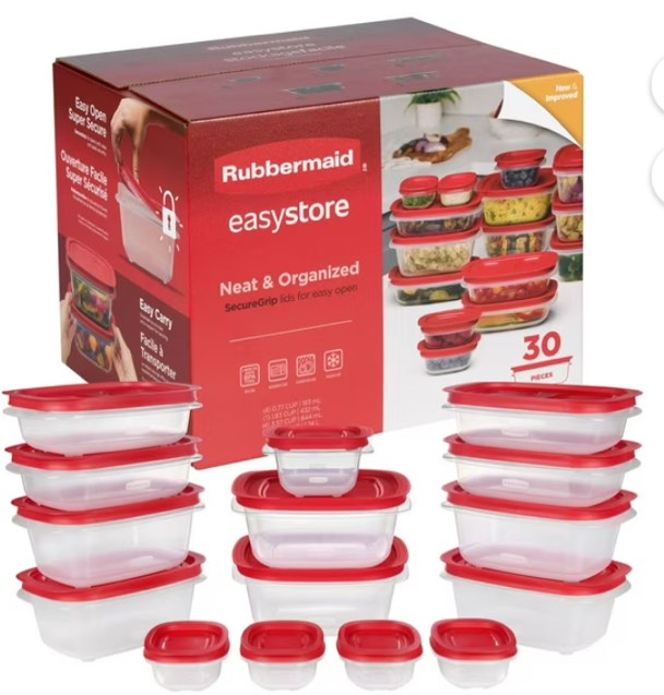 Rubbermaid EasyStore Containers with Lids, 30-Piece Set
