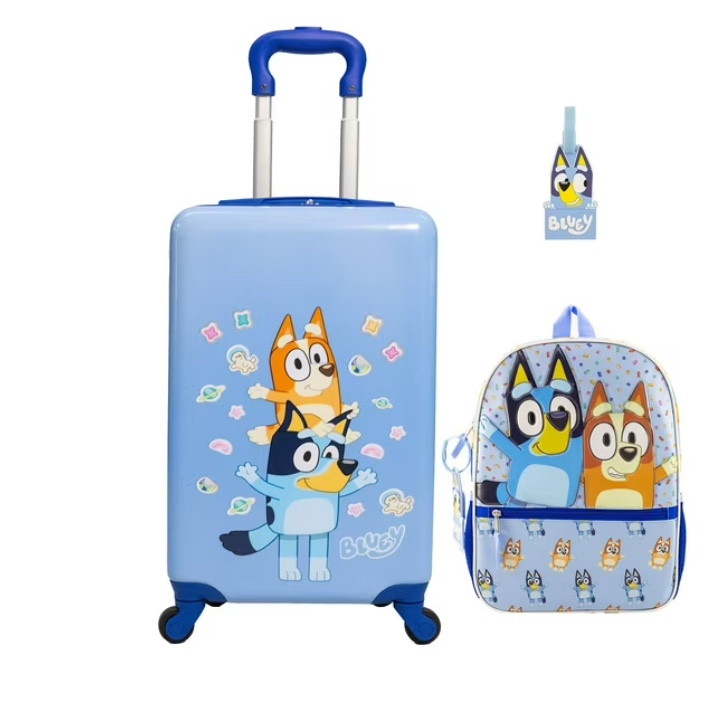 Bluey 3PC Luggage & Backpack Set With Luggage Tag