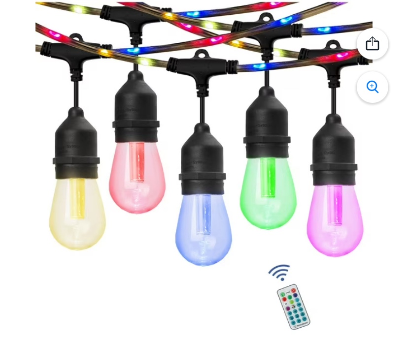 Westinghouse 48' Color Change LED String Light Set with Remote Control, 15 Bulbs
