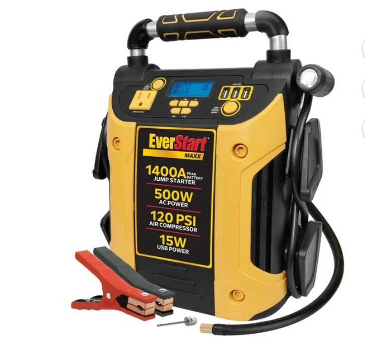 EverStart Maxx J5CPDE 1400 Peak Amps Jump Starter, Power Station, 500W Inverter, 120 PSI Compressor