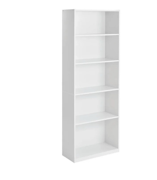 Mainstays 5-Shelf Bookcase with Adjustable Shelves, White