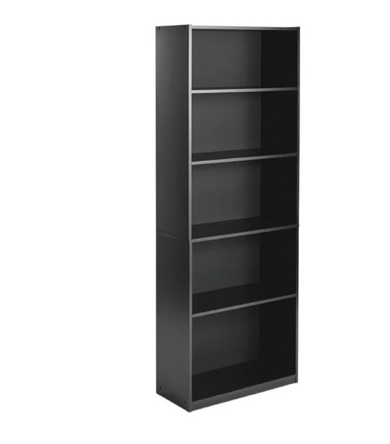 Mainstays 5-Shelf Bookcase with Adjustable Shelves, True Black Oak