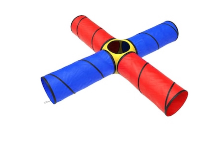 Toy Time Kids Play Tunnel- 4-Way Pop Up Crawl Through Tent, Indoor/Outdoor Fun for