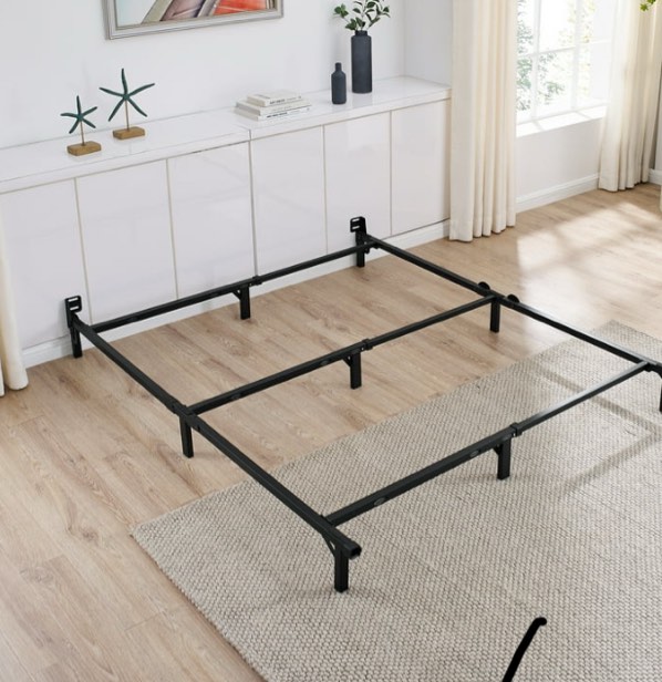Mainstays 7" Twin/Full/Queen Size Adjustable Metal Bed Frame, Black, Box Spring Required