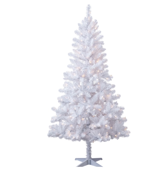 Holiday Time 6.5' Pre-Lit White Madison Pine Artificial Christmas Tree, Color-Changing LED Lights