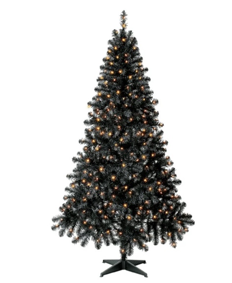 6.5' Pre-Lit Madison Pine Black Artificial Christmas Tree with Warm White LED Lights, by Holiday Time