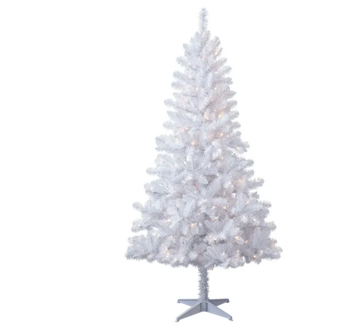 Holiday Time 6.5' Pre-Lit White Madison Pine Artificial Christmas Tree, Color-Changing LED Lights