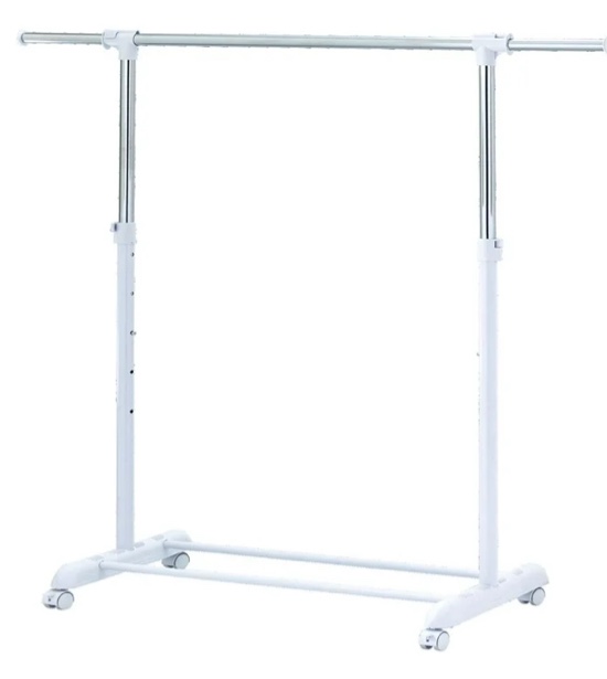 mainstays adjustable rolling garment rack metal chrome, white, 84-121wx44dx123.5-163hcm