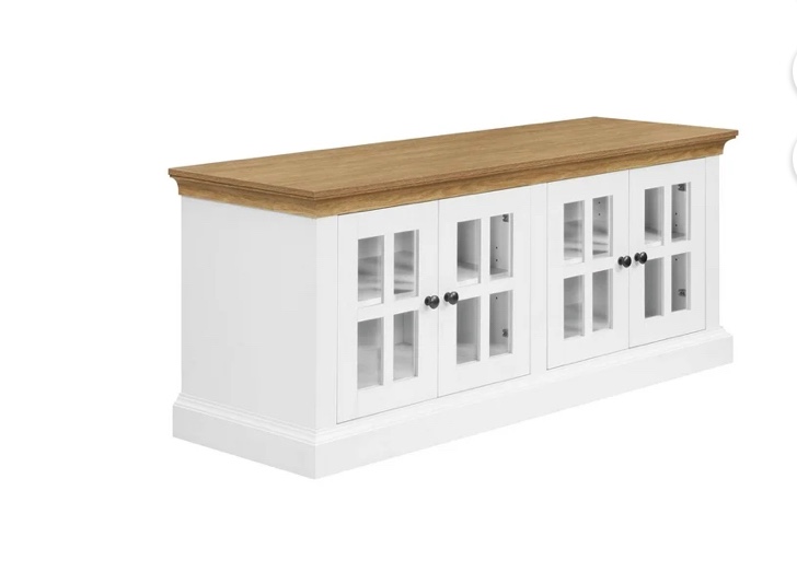 Better Homes & Gardens Canton 4- door TV Stand for TV’s up to 70”, White/Light Honey Finish