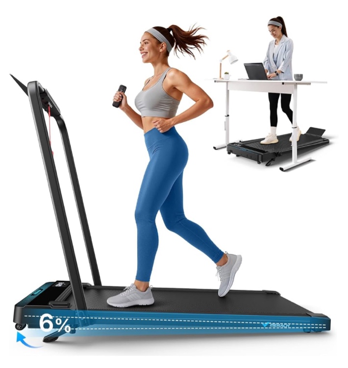 MERACH Walking Pad Treadmill with Handle Bar and 6% Incline, 7.6MPH 2 in1 Folding Treadmill for Home, 3.0HP Easy Store & Foldable Walking Pad with Incline, LED Screen, Smart APP, 300Lbs Capacity