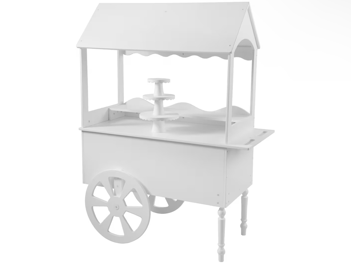 ZETY HOME Candy Cart for Party - Cake Stand - Dessert cart - Decorated with Wheels for Birthdays Wedding - Easy to Assemble Vintage Candy Cart.