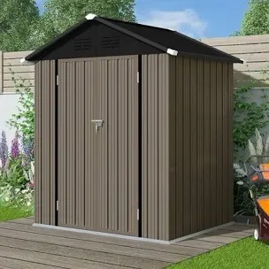 Outdoor Resin Storage Shed 6x4 FT, Plastic Garden Shed for Bike, Garbage Can, Tool, Lockable Door